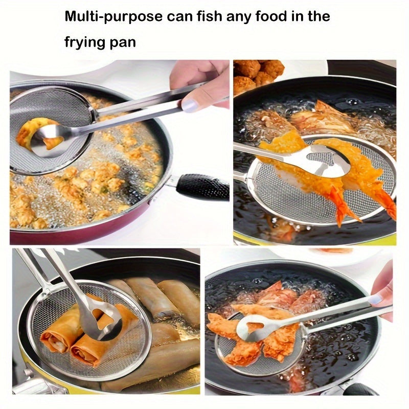 Heat-Resistant Stainless-Steel Strainer Tongs
