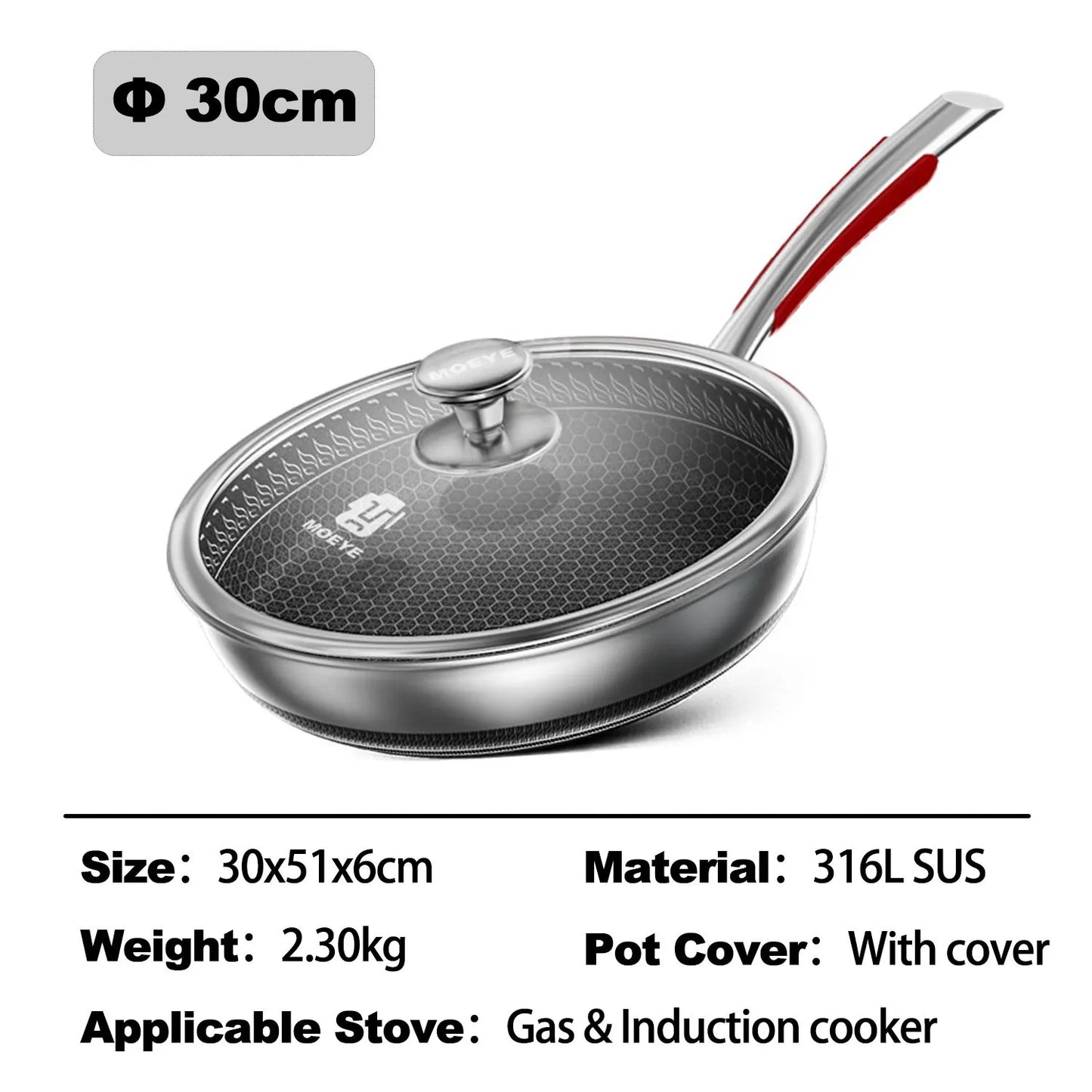 Saute Pan - 316L Stainless Steel - 28/30/32cm