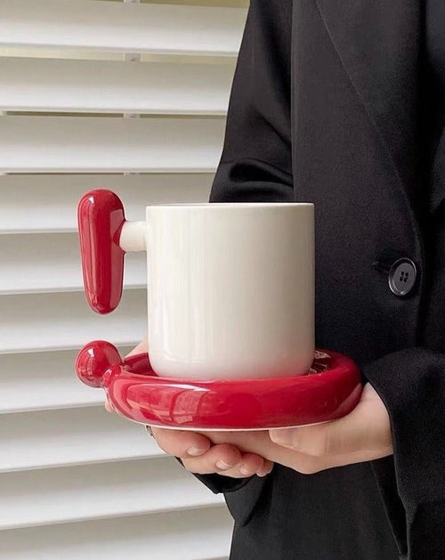 Ceramic Coffee/Tea Mug with Saucer