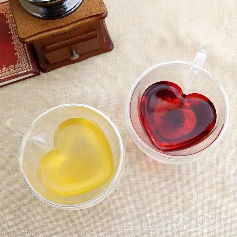 Heart Double Wall Glass Mug