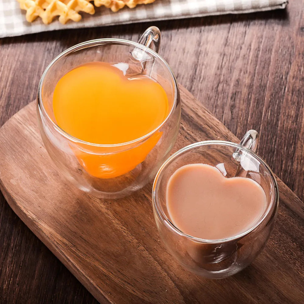 Heart Double Wall Glass Mug