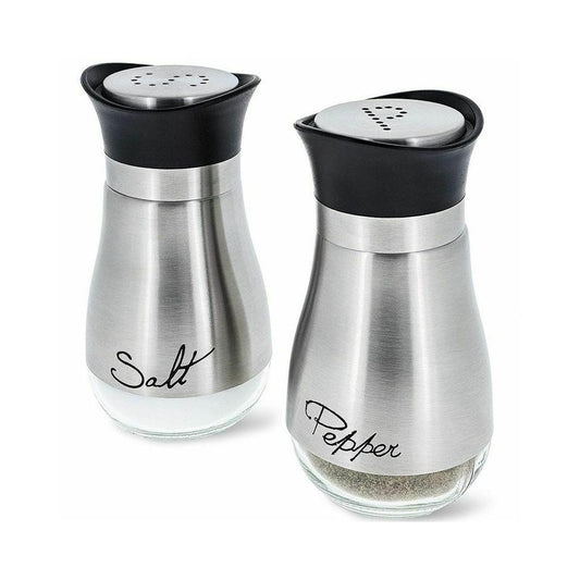 Stainless Steel Glass Salt and Pepper Shakers