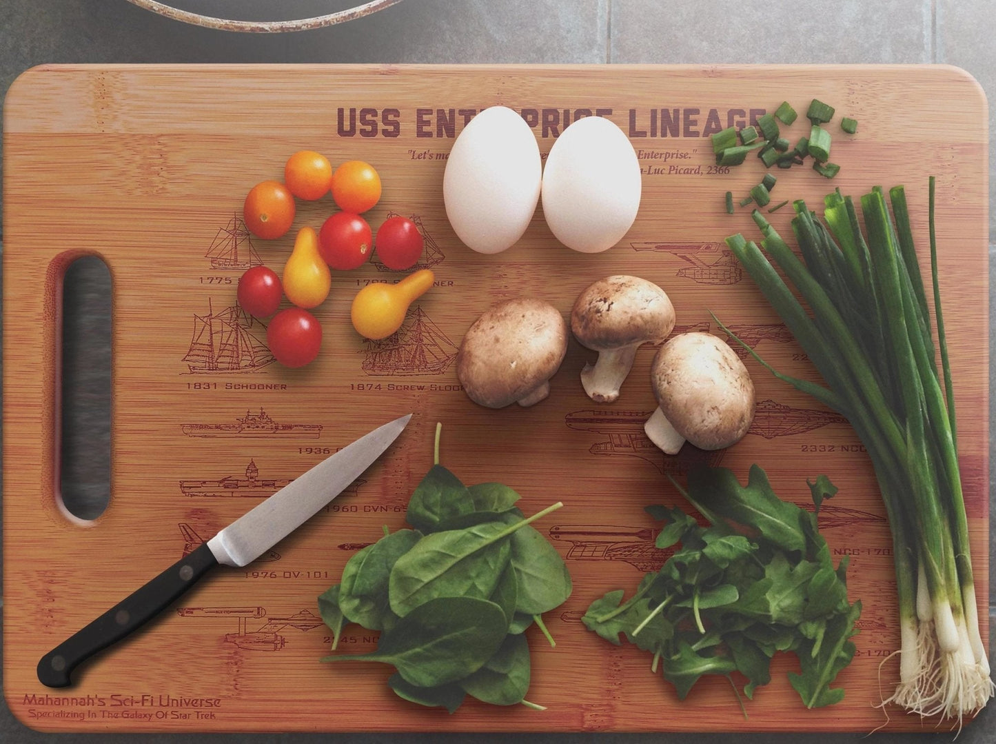 Bamboo USS Enterprise Engraved Cutting Board