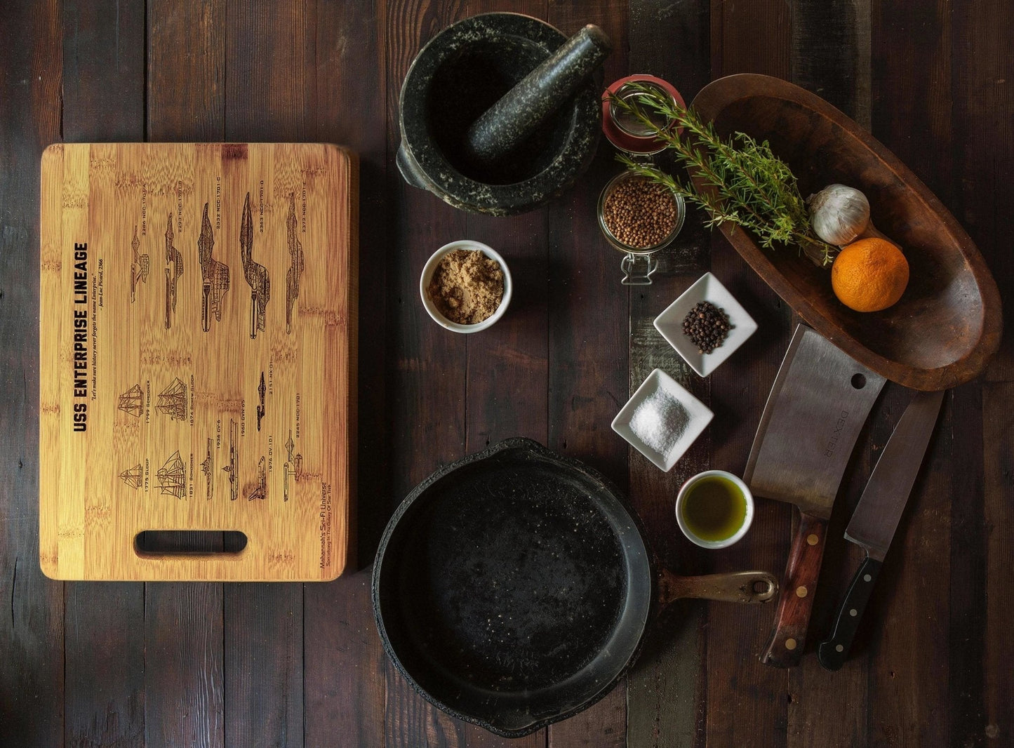 Bamboo USS Enterprise Engraved Cutting Board