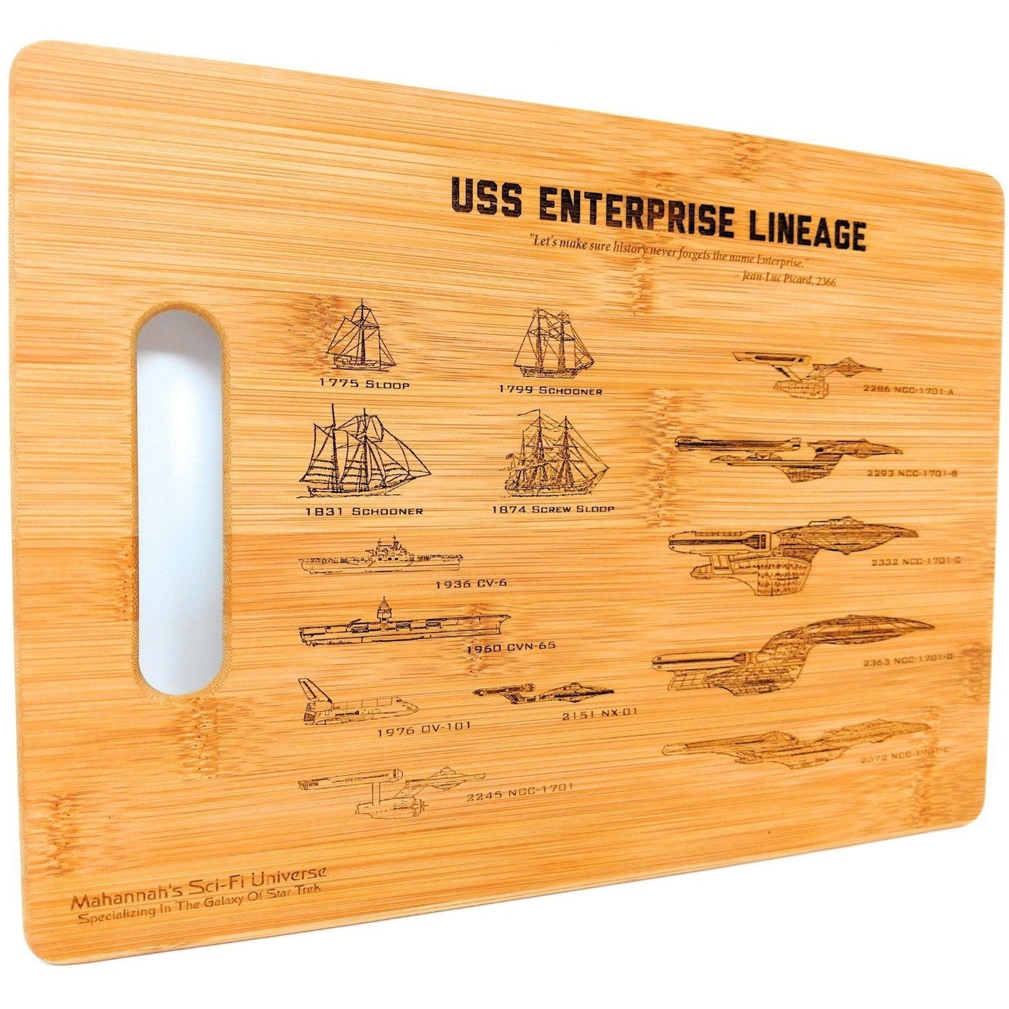 Bamboo USS Enterprise Engraved Cutting Board