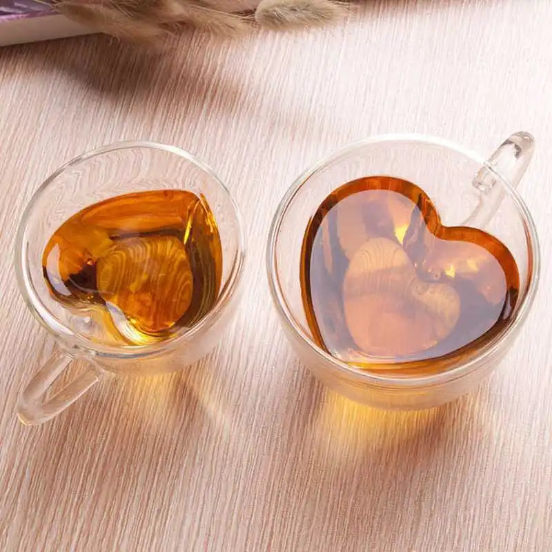 Heart Double Wall Glass Mug