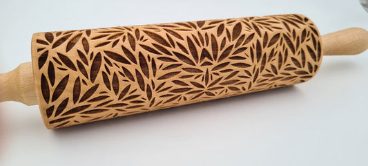 Rolling Pin with Leaf Patterned
